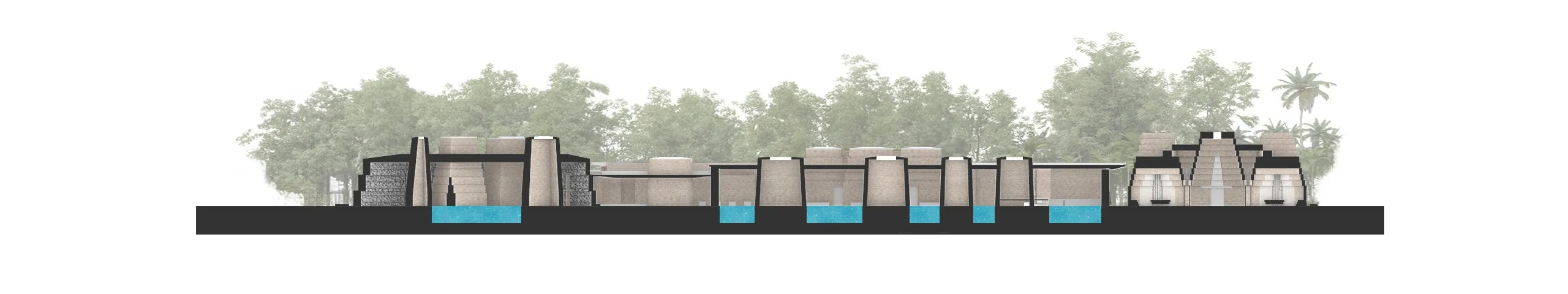 Amaravati Spa section drawing showing pools and areas